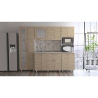 Combo 2 Fendi Muebles Inferior + Superior + Alacena + Microondas - Rovere / Blanco