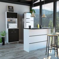Combo Kitchen 19 Mueble Microondas + Barra De Cocina - Blanco