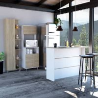 Combo Kitchen 56 Mueble Cocina 54 + Barra De Cocina + Optimizador - Rovere / Blanco