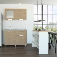 Combo 10 Fendi Muebles Inferior + Superior + Barra Auxiliar - Rovere / Blanco