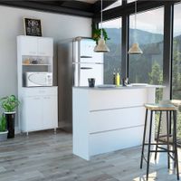 Combo Kitchen 18 Mueble Microondas + Barra De Cocina - Blanco