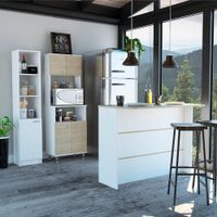Combo Kitchen 26 Mueble Cocina 54 + Barra De Cocina + Optimizador - Rovere / Blanco