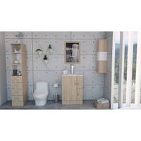 Combo Vanguard - Mueble + Torre + Muro + Espejo - Rovere / Blanco