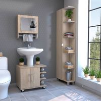 Botiquin + Optimizador Lavamanos + Mueble Bath300 -  Rovere / Blanco