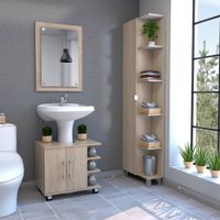 Espejo + Optimizador Lavamanos + Mueble Bath300 - Rovere / Blanco