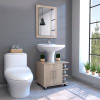Espejo + Optimizador Lavamanos Bath300 -  Rovere / Blanco