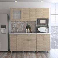Combo 4 Fendi Muebles Inferior + Superior + Microondas - Rovere / Blanco