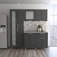 Combo 3 Fendi Muebles Inferior + Superior + Alacena - Roble Gris / Blanco