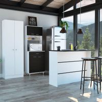 Combo Kitchen 46 Mueble Cocina 60 + Barra De Cocina + Optimizador - Wengue / Blanco