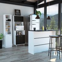 Combo Kitchen 25 Mueble Cocina 54 + Barra De Cocina + Optimizador - Wengue / Blanco