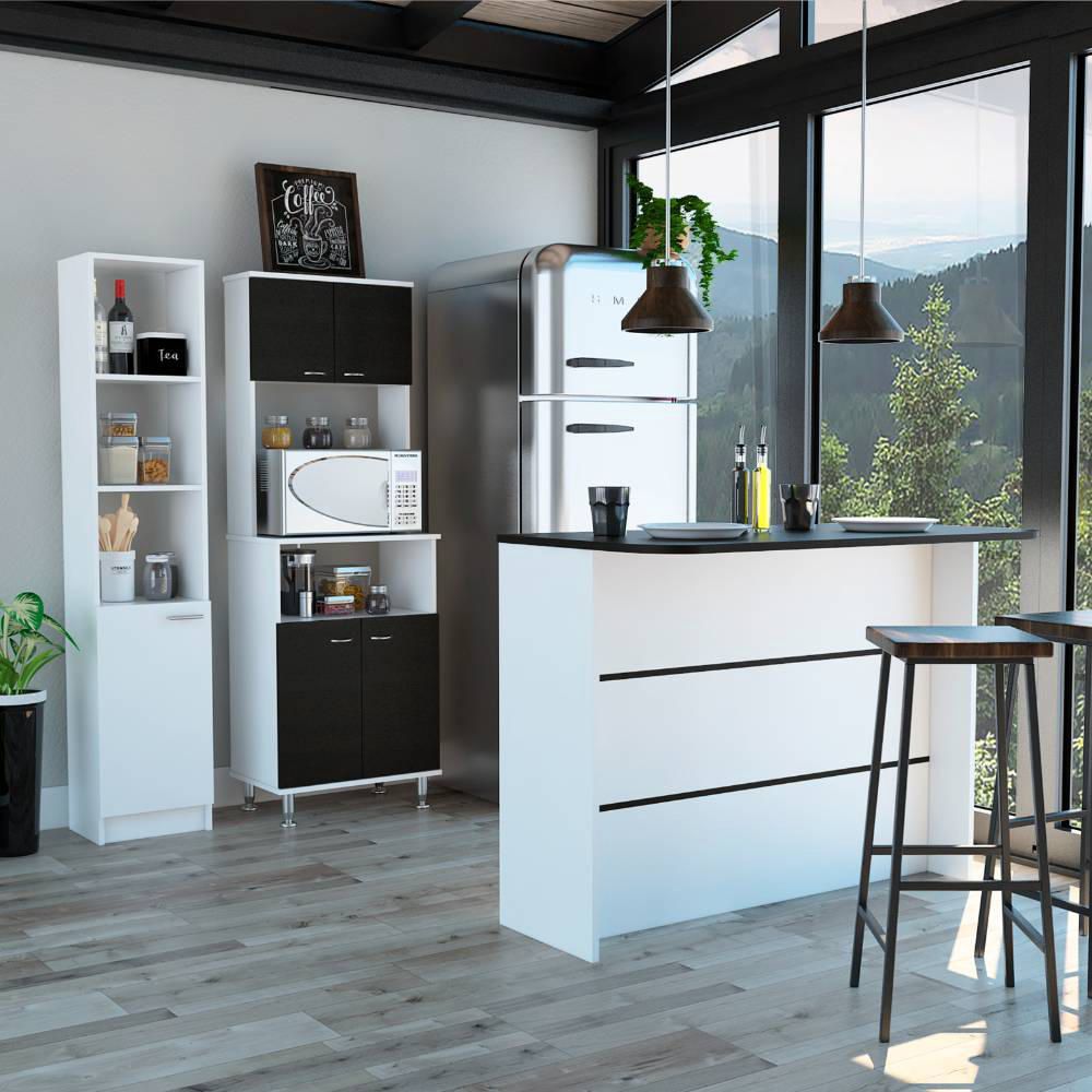 Combo Kitchen 25 Mueble Cocina 54 + Barra De Cocina + Optimizador - Wengue / Blanco