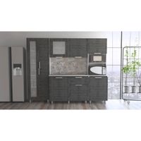 Combo 2 Fendi Muebles Inferior + Superior + Alacena + Microondas - Roble Gris / Blanco