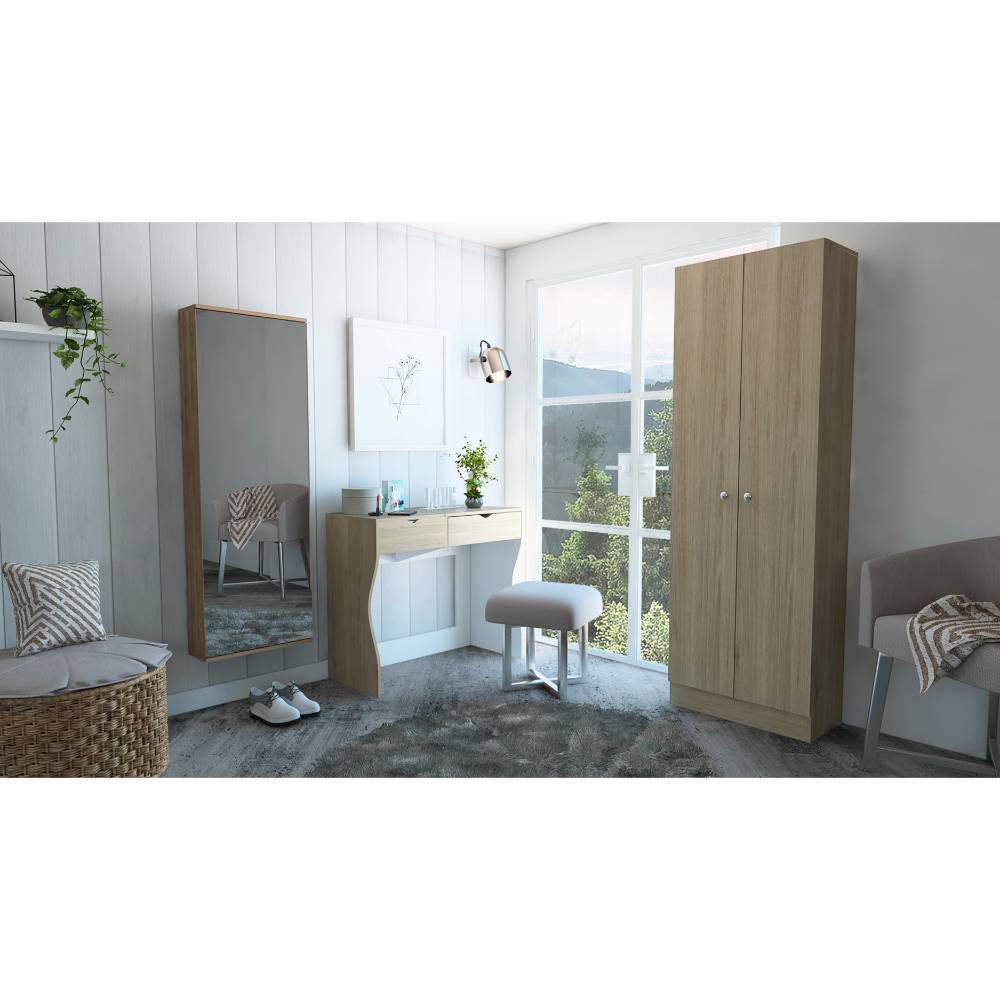 Mueble De Tocador + Zapatero C.Espejo + Closet 2P - Rovere / Blanco