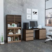 Combo Office 36 Escritorio + Biblioteca - Habano+Miel