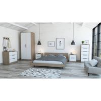 Cama 2 Plazas + Closet 2P + Comoda 5C + Comoda 3C + 2 Veladores - Miel / Blanco