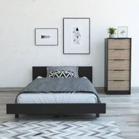 Cama 1.5 Plazas + Comoda 5 Cajones - Wengue / Miel