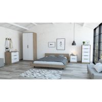 Cama 2 Plazas + Closet 2P + Comoda 5C + Comoda 3C  + 1 Velador - Miel / Blanco