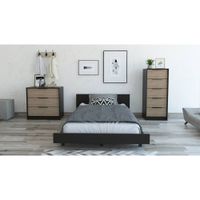 Cama 1.5 Plazas + Comoda 5 Cajones + Comoda 3 Cajones - Wengue / Miel