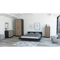 Cama 2 Plazas + Closet 2P + Comoda 5C + Comoda 3C - Wengue / Miel