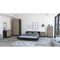 Cama 2 Plazas + Closet 2P + Comoda 5C + Comoda 3C  + 1 Velador - Wengue / Miel
