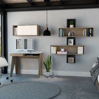 Escritorio + Gabinete + Wall 2B Note - Blanco Hg / Miel