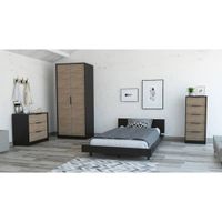 Cama 1.5 Plazas + Closet 2P + Comoda 5C + Comoda 3C - Wengue / Miel