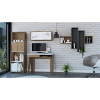 Escritorio + Gabinete + Biblioteca 160 + Wall 2A Note - Blanco Hg / Miel