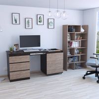 Combo Office 10 Escritorio + Librero - Habano / Miel