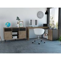 Escritorio 1L + Armario Bilbao - Miel / Wengue