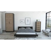 Cama 2 Plazas + Closet 2P + Comoda 5C - Wengue / Miel