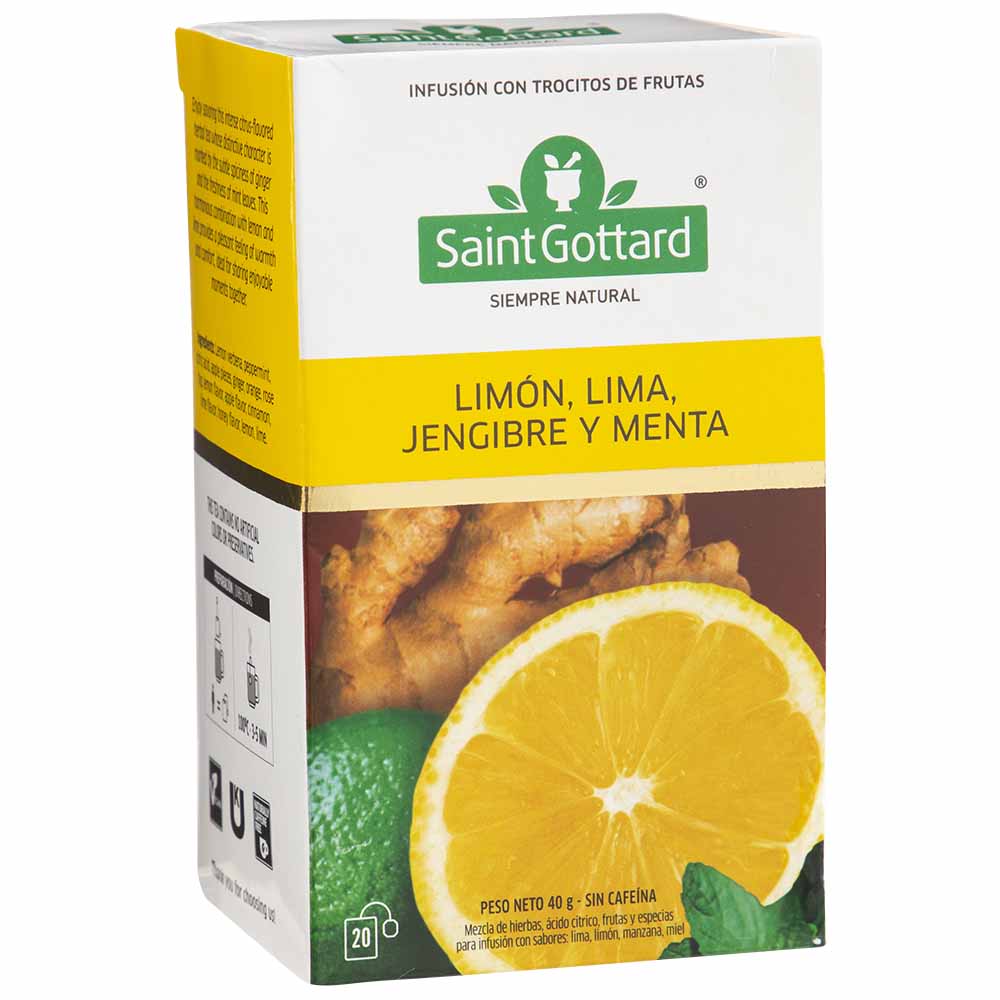 Infusión Limón Lima Jengibre y Menta SAINT GOTTARD Caja 20un