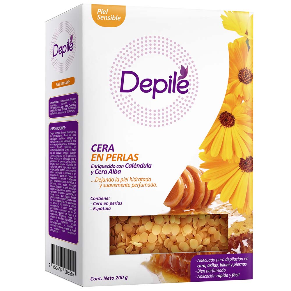 Cera Depilatoria DEPILE Perlas Calendula Alba Caja 200g