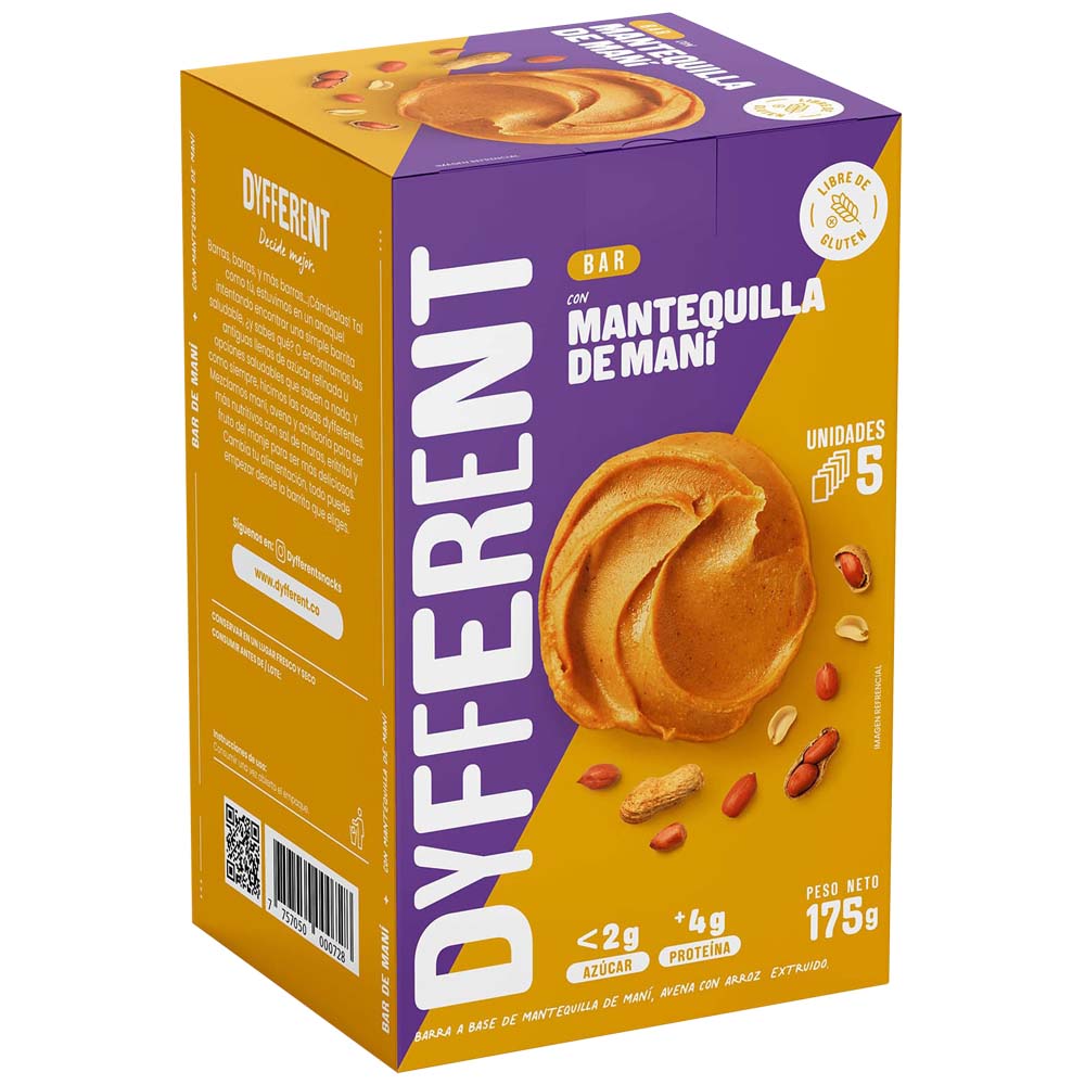 Cereal en Barra DYFFERENT Mantequilla de Maní Caja 175g