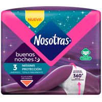 Toallas Higiénicas NOSOTRAS Buenas Noches Talla L-XL Paquete 3un