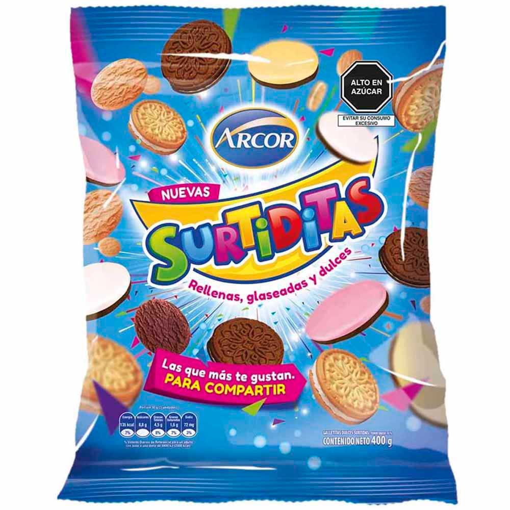 Galletas Surtiditas ARCOR Rellenas, Glaceadas y Dulces Bolsa 400g