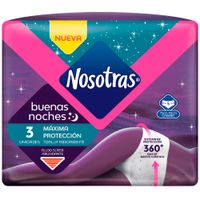 Toallas Higiénicas NOSOTRAS Buenas Noches Talla S Paquete 3un