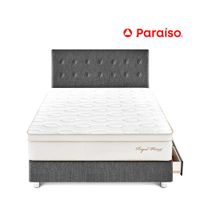 Juego de Dormitorio Paraíso Royal Prince con cajones 1.5 Plazas + 1 almohada viscoelástica + protector