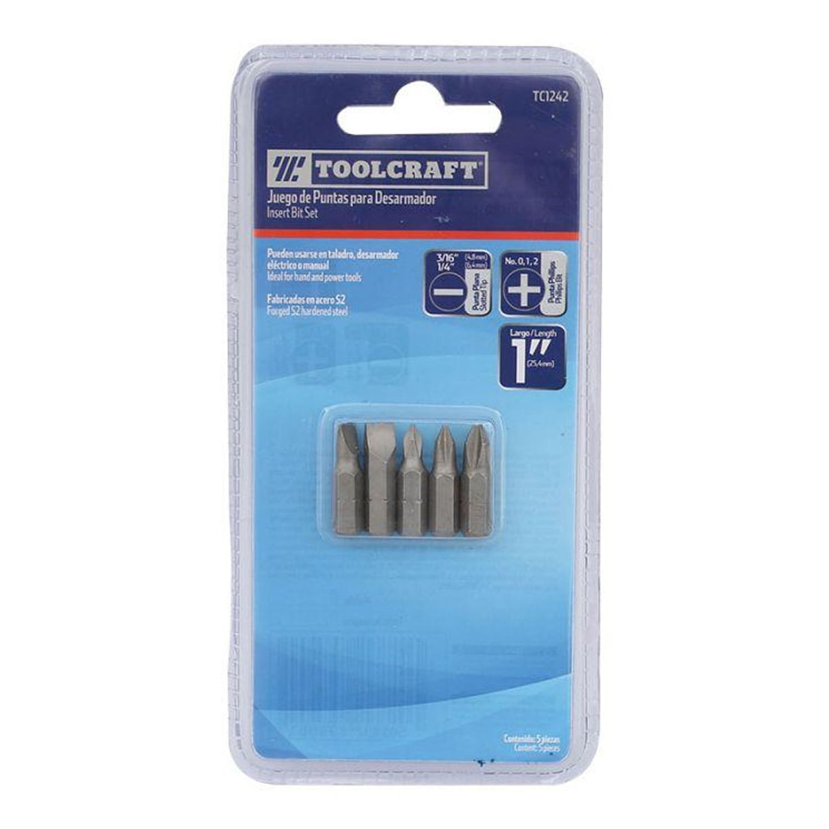Juego de puntas 1"" desarmador 5 piezas TC1242 Toolcraft