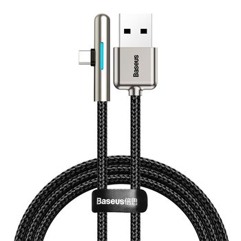 Cable Tipo C a Tipo C Baseus, carga rápida PD 100W, tipo codo, nylon  trenzado, 1m, negro - Coolbox