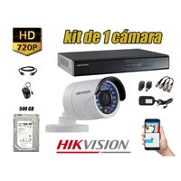 Kit 1 Cámaras de Seguridad Hikvision Hd 720P mas Disco 500Gb Hdmi P2P