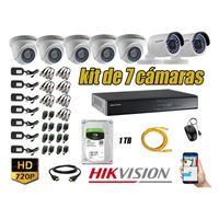 Kit 7 Cámaras de Seguridad Hikvision Hd 720P mas Disco 1Tb Hdmi P2P