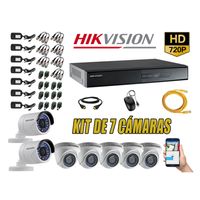 Kit 7 Cámaras de Seguridad Hikvision Hd 720P mas Cable Hdmi P2P