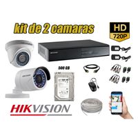 Kit 2 Cámaras de Seguridad Hikvision Hd 720P mas Disco 500Gb Completo P2P