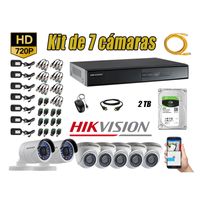 Kit 7 Cámaras de Seguridad Hikvision Hd 720P mas Disco 2Tb Hdmi P2P