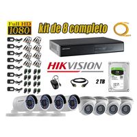 Kit 8 Cámaras de Seguridad Hikvision Full Hd 1080P mas Disco 2Tb Hdmi P2P