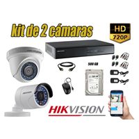 Kit 2 Cámaras de Seguridad Hikvision Hd 720P mas Disco 500Gb Hdmi P2P