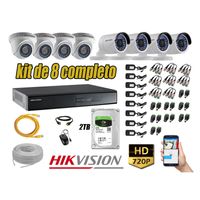 Kit 8 Cámaras de Seguridad Hikvision Hd 720P mas Disco 2Tb Completo P2P