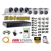 Kit 8 Cámaras de Seguridad Hikvision Hd 720P mas Disco 2Tb Hdmi P2P