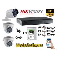 Kit 3 Cámaras de Seguridad Hikvision Hd 720P mas Disco 1Tb Hdmi P2P