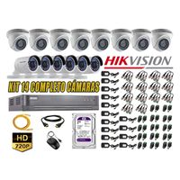 Kit 14 Cámaras de Seguridad Hikvision Hd 720P mas Disco 2Tb Hdmi P2P